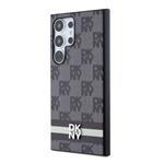 DKNY PU kožený zadný kryt s károvaným vzorom a pruhmi pre Samsung Galaxy S24 Ultra Black