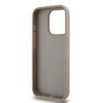 DKNY PU kožený zadný kryt s kockovaným vzorom a pruhmi pre iPhone 13 Pro Beige