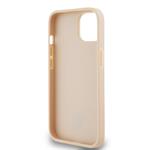 DKNY PU kožený zadný kryt s kockovaným vzorom a pruhmi pre iPhone 14 Pink