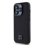 DKNY PU kožený zadný kryt s logom Magsafe pre iPhone 15 Pro Black