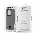 DKNY PU kožený zadný kryt s logom Magsafe pre iPhone 15 Pro Grey