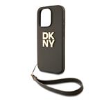 DKNY PU kožený zadný kryt s logom na zápästie pre iPhone 14 Pro Green