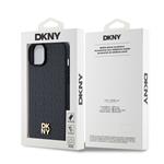 DKNY PU kožený zadný kryt s opakujúcim sa vzorom Magsafe pre iPhone 13 Black