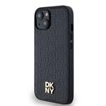 DKNY PU kožený zadný kryt s opakujúcim sa vzorom Magsafe pre iPhone 14 Black
