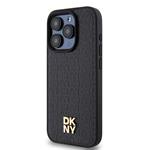 DKNY PU kožený zadný kryt s opakujúcim sa vzorom Magsafe pre iPhone 14 Pro Max Black