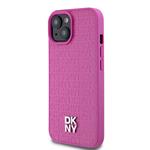 DKNY PU kožený zadný kryt s opakujúcim sa vzorom Magsafe pre iPhone 15 Pink