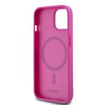 DKNY PU kožený zadný kryt s opakujúcim sa vzorom Magsafe pre iPhone 15 Pink