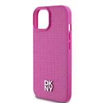 DKNY PU kožený zadný kryt s opakujúcim sa vzorom Magsafe pre iPhone 15 Pink