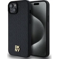 DKNY PU kožený zadný kryt s opakujúcim sa vzorom Magsafe pre iPhone 15 Plus Black