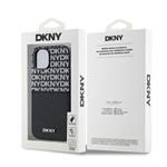 DKNY PU kožený zadný kryt s opakujúcim sa vzorom na karty pre iPhone 15 Black