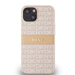 DKNY PU kožený zadný kryt s opakujúcim sa vzorom pre iPhone 14 Pink