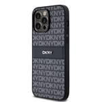 DKNY PU kožený zadný kryt s opakujúcim sa vzorom pre iPhone 14 Pro Black