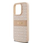 DKNY PU kožený zadný kryt s opakujúcim sa vzorom pre iPhone 14 Pro Max Pink