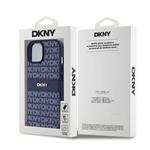 DKNY PU kožený zadný kryt s opakujúcim sa vzorom pre iPhone 15 Blue