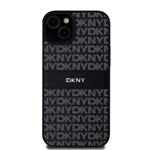 DKNY PU kožený zadný kryt s opakujúcim sa vzorom pre iPhone 15 Plus Black