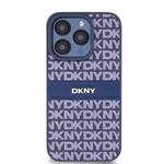 DKNY PU kožený zadný kryt s opakujúcim sa vzorom pre iPhone 15 Pro Max Blue