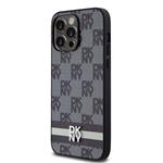 DKNY PU Leather Checkered Pattern and Stripe Zadní Kryt pro iPhone 15 Pro Max Black
