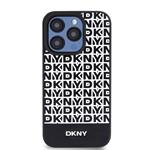 DKNY PU Leather Repeat Pattern Bottom Stripe MagSafe Zadní Kryt pro iPhone 12/12 Pro Black