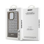 DKNY PU Leather Repeat Pattern Bottom Stripe MagSafe Zadní Kryt pro iPhone 12/12 Pro Brown