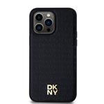 DKNY PU Leather Repeat Pattern Stack Logo Magsafe Zadní Kryt pro iPhone 13 Pro Max Black