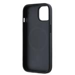 DKNY PU Leather Silver Metal Logo Magsafe Zadní Kryt pro iPhone 13 Black