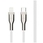 Dlhý nabíjací a dátový opletený kábel FIXED s konektormi USB-C/Lightning a podporou PD, 2 m, MFI, biely