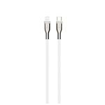 Dlhý nabíjací a dátový opletený kábel FIXED s konektormi USB-C/Lightning a podporou PD, 2 m, MFI, biely