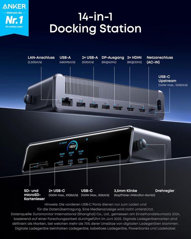 Dokovací stanice 14v1 Anker Prime 140W