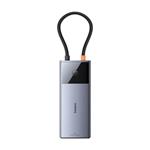 Dokovací stanice Baseus Metal Gleam 2 Series 6v1 (2xUSB 3.0, USB-C, USB-C PD, HDMI, RJ45) šedá