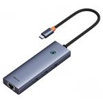 Dokovací stanice Baseus Ultra Joy USB 6v1 (USB-C/1xHDMI4K30Hz/3xUSB 3.0/1xPD/RJ45) šedá