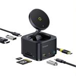 Dokovacia stanica 7 v 1 Baseus MagPro 100W/15W Qi2, 2xUSB-C, 2xUSB, 1xHDMI, slot SD/microSD čierna