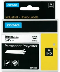 Dymo originální páska do tiskárny štítků, Dymo, 18484, černý tisk/bílý podklad, 5.5m, 19mm, RHINO permanentní polyesterová D1