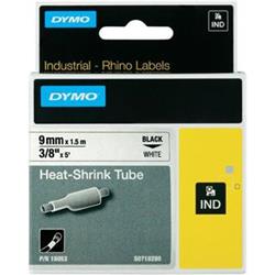 Dymo popisovací smršťovací bužírka Rhino, S0718280, 9 mm , bílá/černá 776855 - Pásky a štítky
