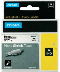 Dymo popisovací smršťovací bužírka Rhino, S0718280, 9 mm , bílá/černá
