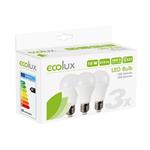 ECOLUX LED žiarovka 3-pack, klasický tvar, 10W, E27, 3000K, 270°, 790lm, 3ks v balení