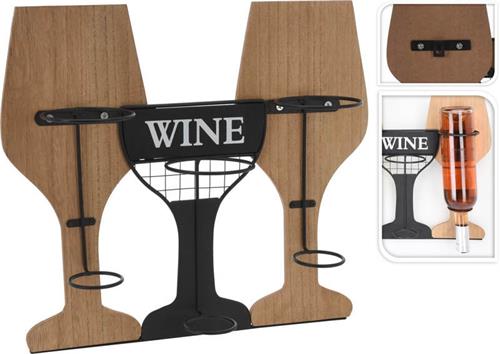 EH Stojan na víno HOMESTYLING dřevo/kov, 3 lahve