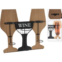 EH Stojan na víno HOMESTYLING dřevo/kov, 3 lahve