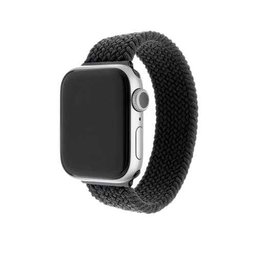 Elastický nylonový řemínek FIXED Nylon Strap pro Apple Watch 38/40/41mm, velikost L, černý