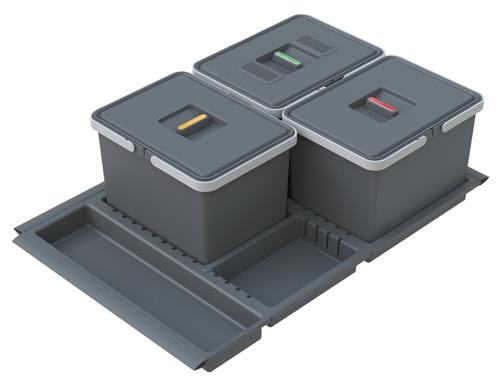 Elletipi Vestavný odpadkový koš METROPOLIS - výsuvný, 12+12+12 l