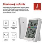 EMOS Digitální teploměr s vlhkoměrem, bezdrátové čidlo, budík, datum E0558W