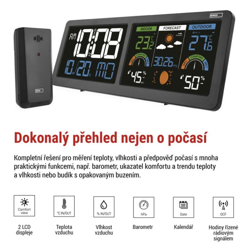 EMOS Domácí bezdrátová meteostanice E8625