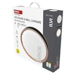 EMOS LED nástenné svietidlo ILVI, kruhové 30 W, stmievanie + CCT, čierna + drevo