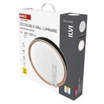 EMOS LED přisazené svítidlo ILVI, kruhové 30W, stmívání+CCT, černá+dřevo