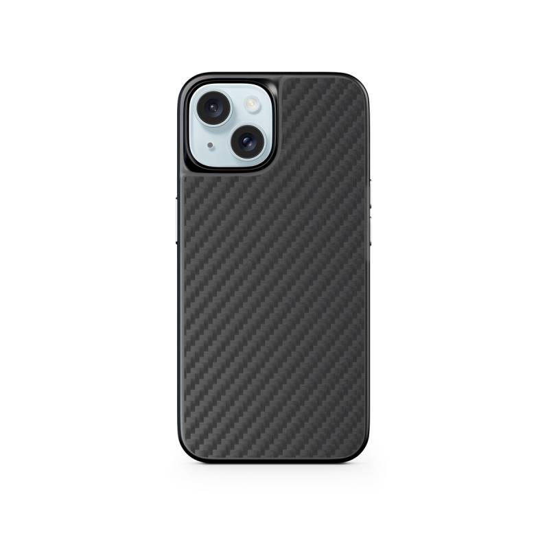 Epico Mag+ Hybrid Carbon Case - kompatibilný s MagSafe pre iPhone 15 - čierny