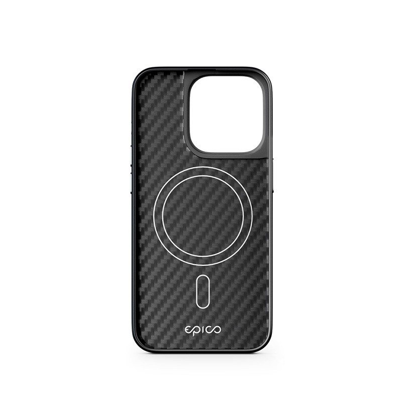 Epico Mag+ Hybrid Carbon Case - kompatibilný s MagSafe pre iPhone 15 Pro - čierny