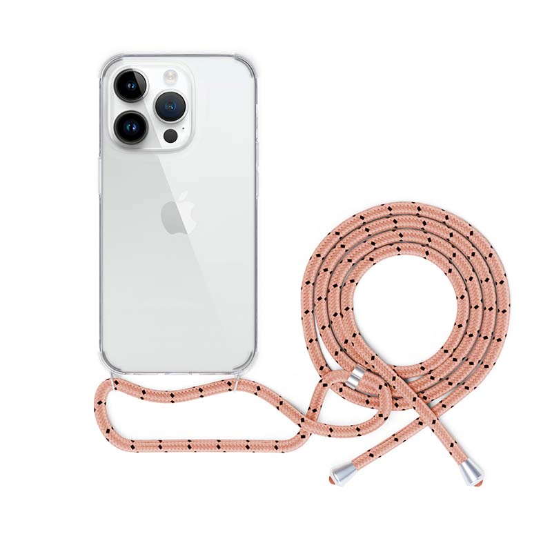 EPICO Priehľadný kryt so šnúrkou pre iPhone 14 Pro Max - ružový