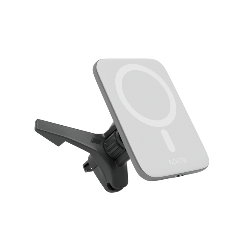 Epico Qi2 Ultrathin bezdrôtová nabíjačka do auta kompatibilná s MagSafe – strieborná/biela
