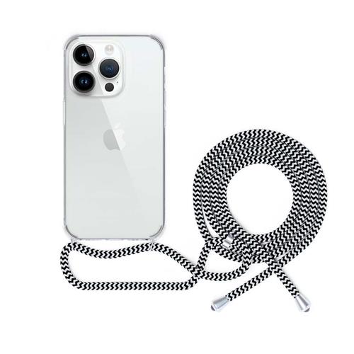 EPICO transparentní kryt se šňůrkou pro iPhone 14 - černo-bílá