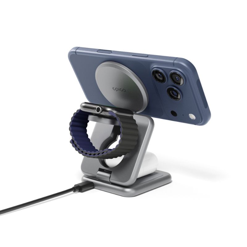 Epico UltraBase Qi2 25W 3in1 Fold Metal Mag+ Wireless Charging Stand EF60 | Vesmírně šedá