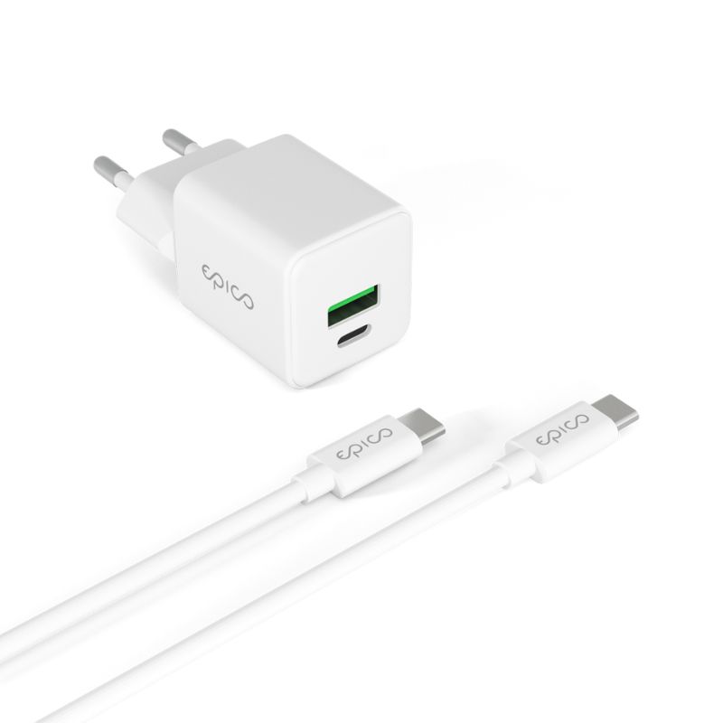 Epico UltraBoost EA20 20W GaN Power Fast Charger + 1,2m kábel USB-C - biely